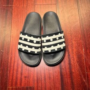 Adidas Platform Black and White Slide Sandals